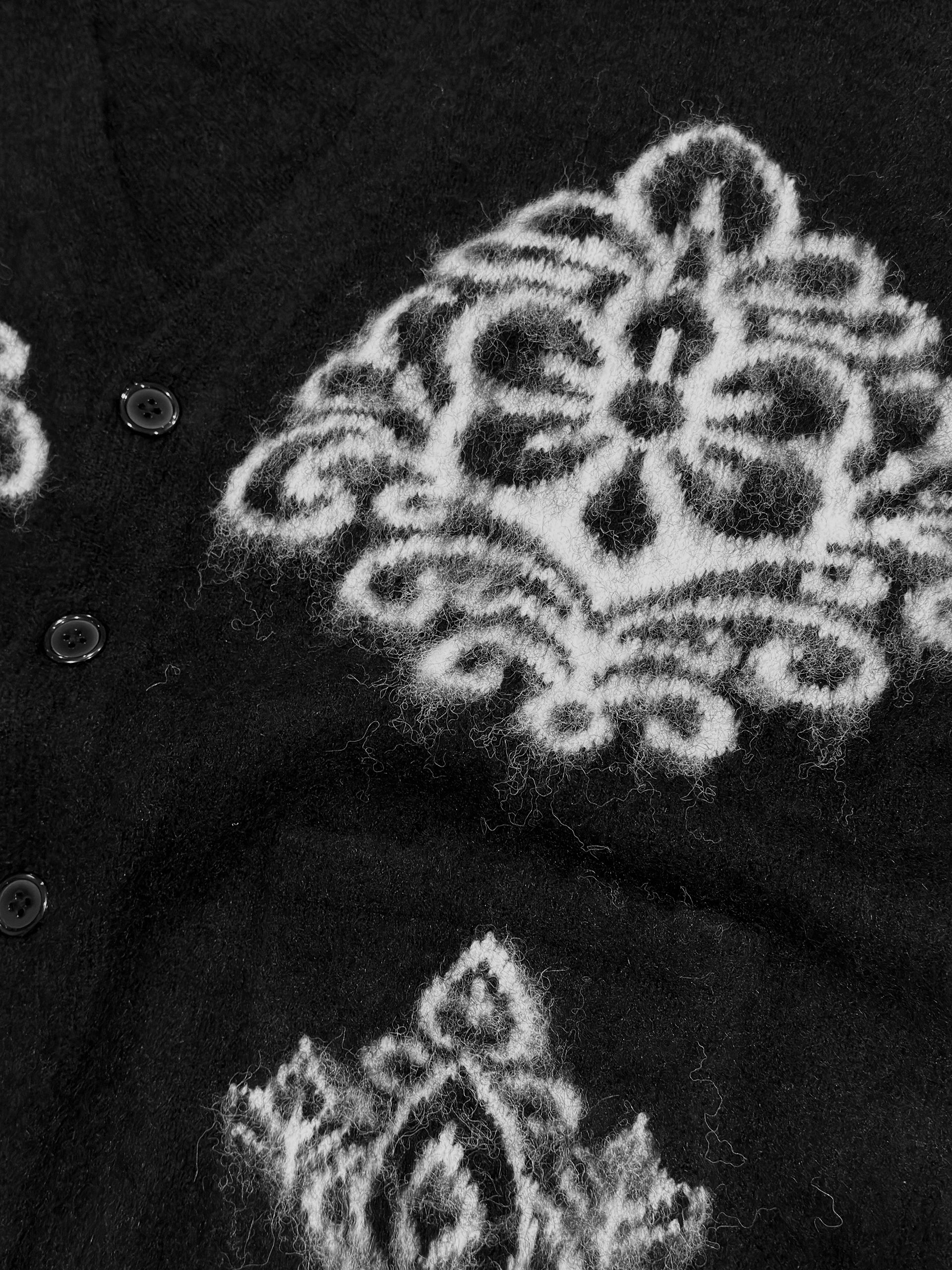 (PKR) Fuzzy Mohair-Textured Knit Cardigan: Motif 001 - Image 3